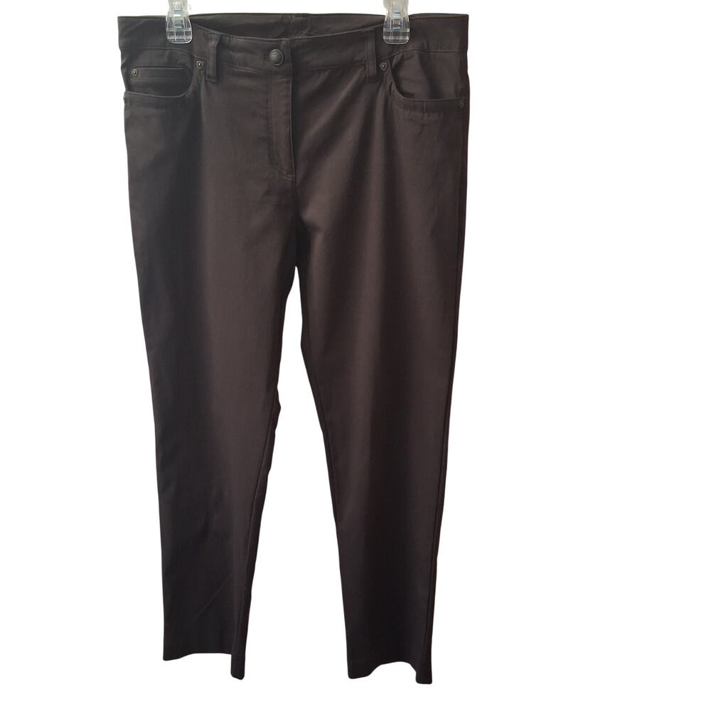 New Direction Women Brown Stretch Pants Summer Casual Comfort Workwear Basic-12